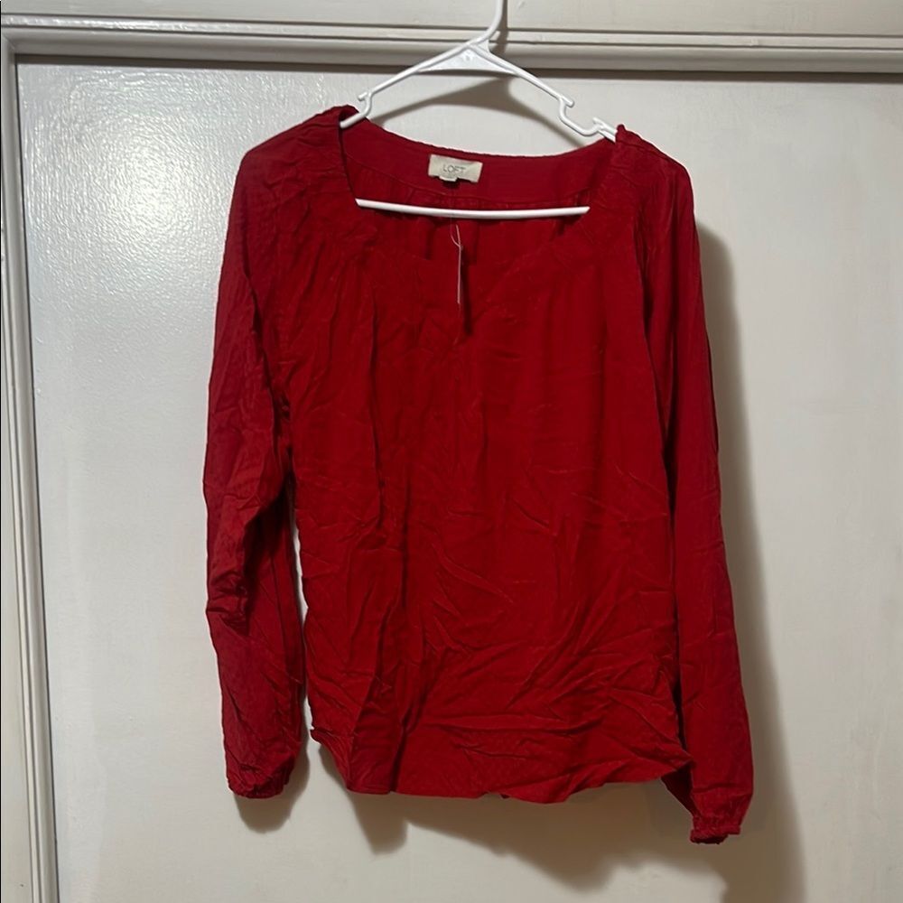 LOFT  Red Textured Blouse NWT size small